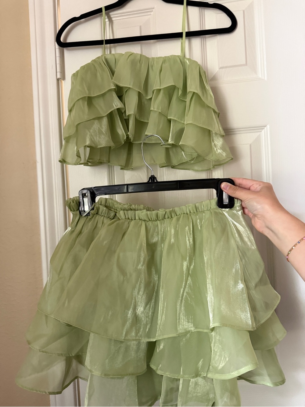 Light Green Ruffle Two-Piece Set- Mari Bella - Picture 2 of 3